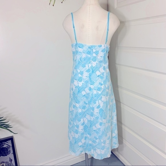 studio 1940 Retro Feminin Floral Blue White Silver A-Line Midi Dress size L/XL - Picture 7 of 11